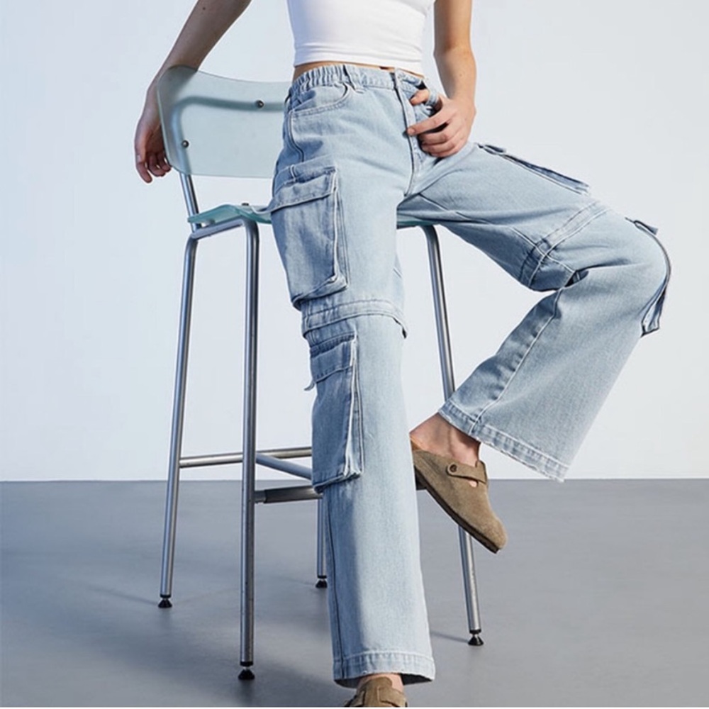 PacSun Low Rise Puddle Zip Off Denim Cargo Pants